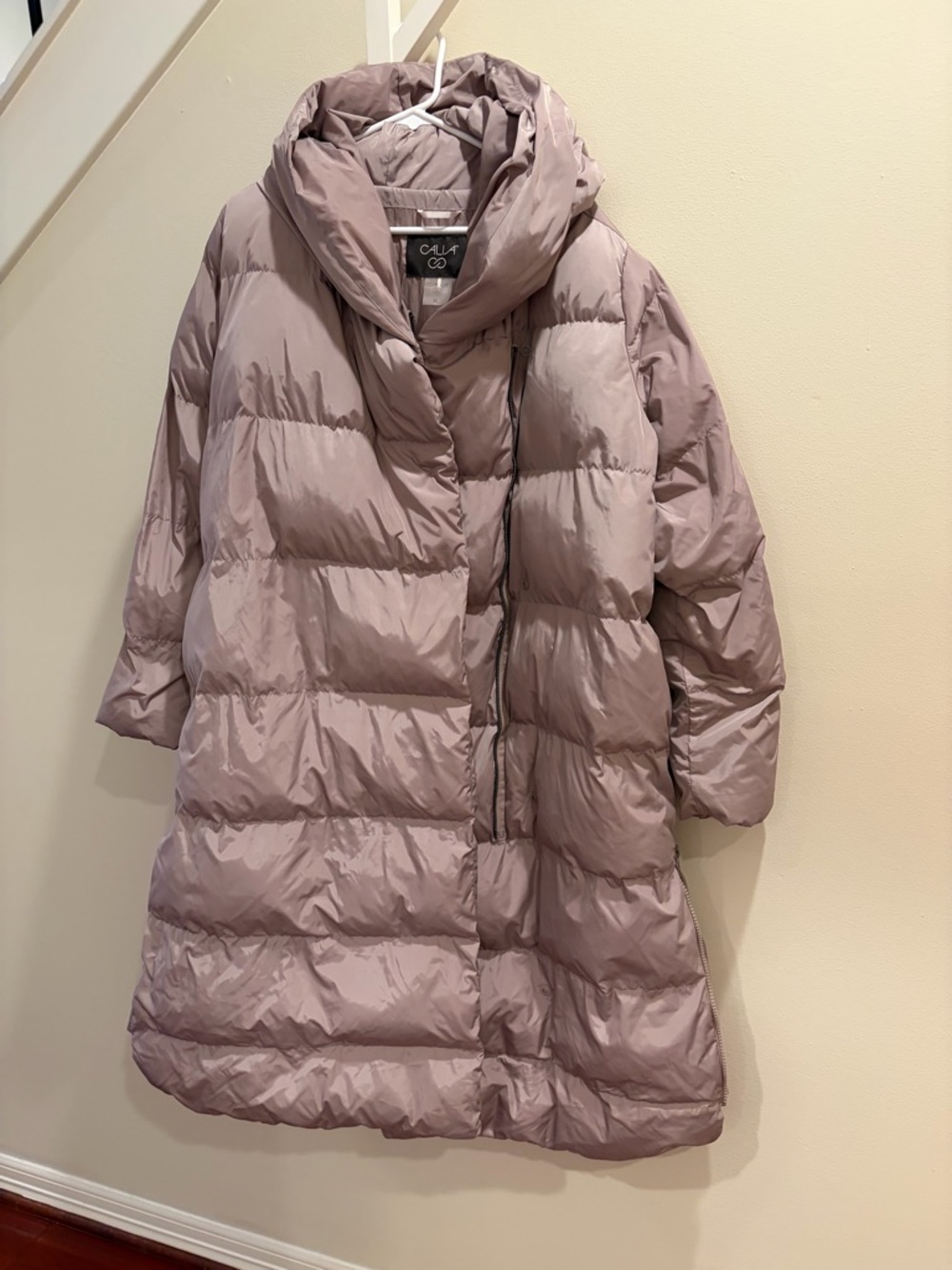 CALIA by Carrie Underwood Dusty Mauve Oversized Hooded Puffer Coat